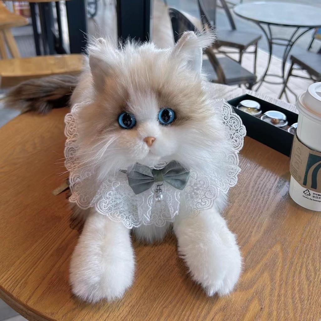Cute Realistic Cat Plush Toy Fluffy Kitten Soft Stuffed Animal For Children