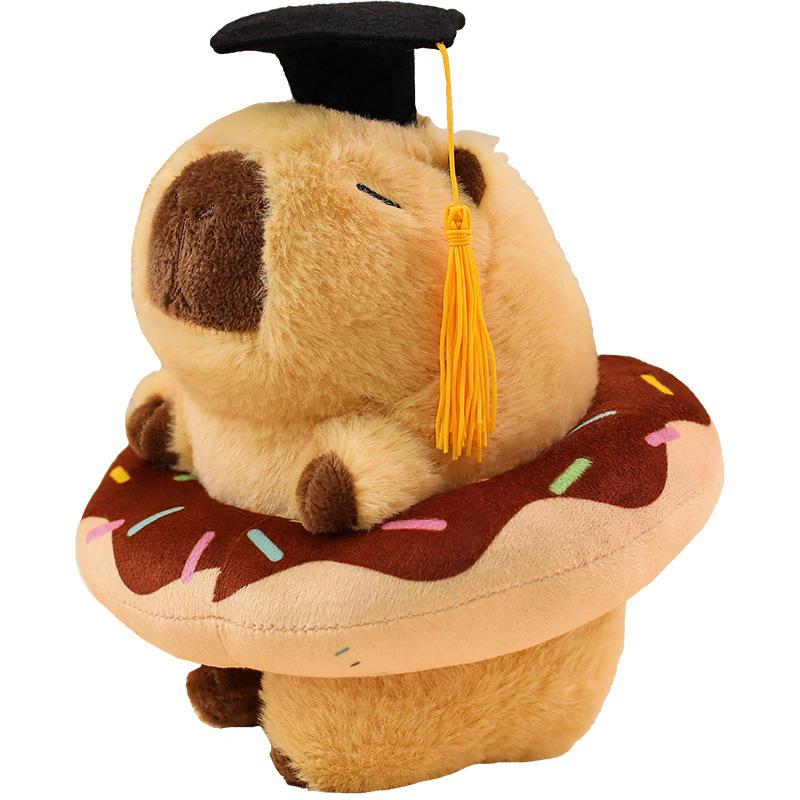 Cute Cute Doctor Hat Capybara Doll Plush Toy Donut Kapibara Doll Keychain Rag Doll