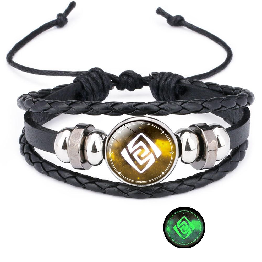 Trendy Unisex Weave Bracelets Gift Luminous Beads Eye of God Bracelets Jewelry Unisex Black Bracelet Leather