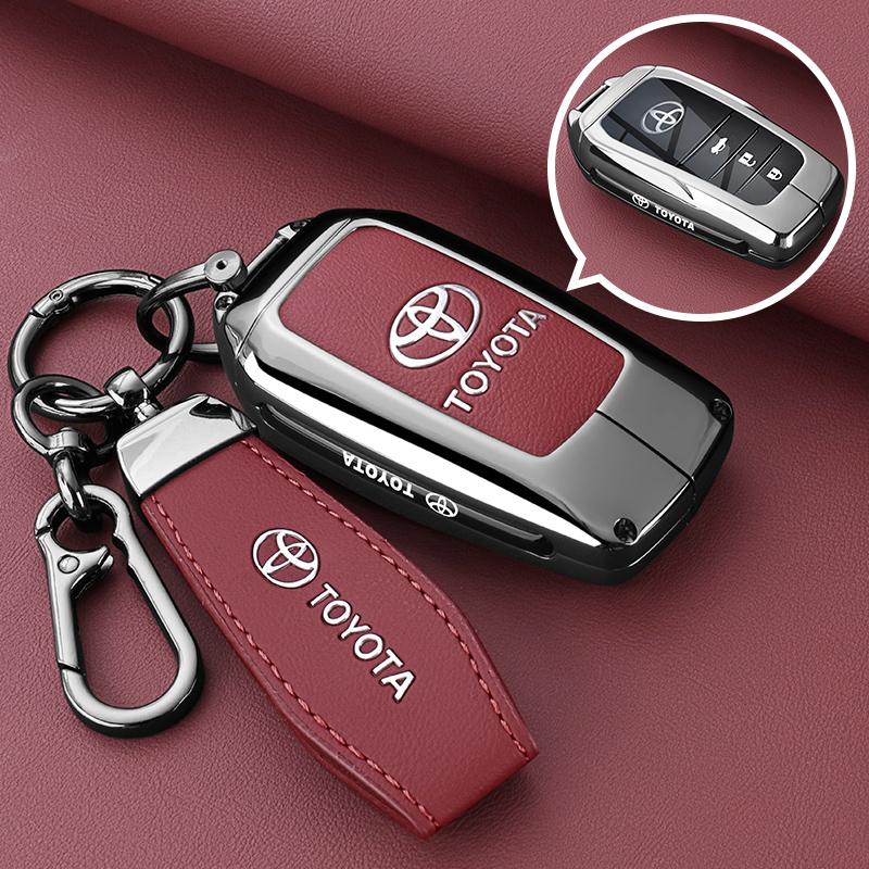 Кожаный чехол для автомобильного ключа из цинкового сплава для Toyota Corolla Hybrid 2021 Rav4 Land Cruiser Prado Camry Highlander Prius C-HR 2018+