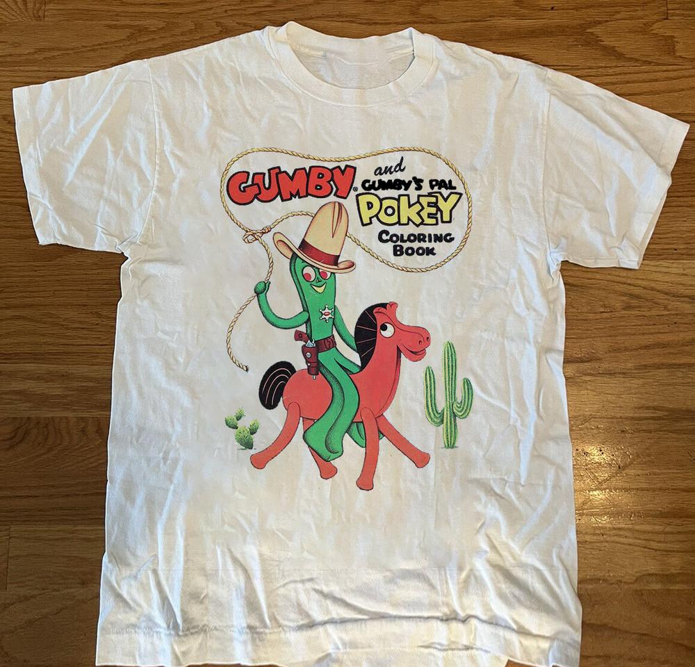 Cowboy Gumby and Pokey Short Sleeve White Tee Men Women's Shirt Unisex T-Shirt