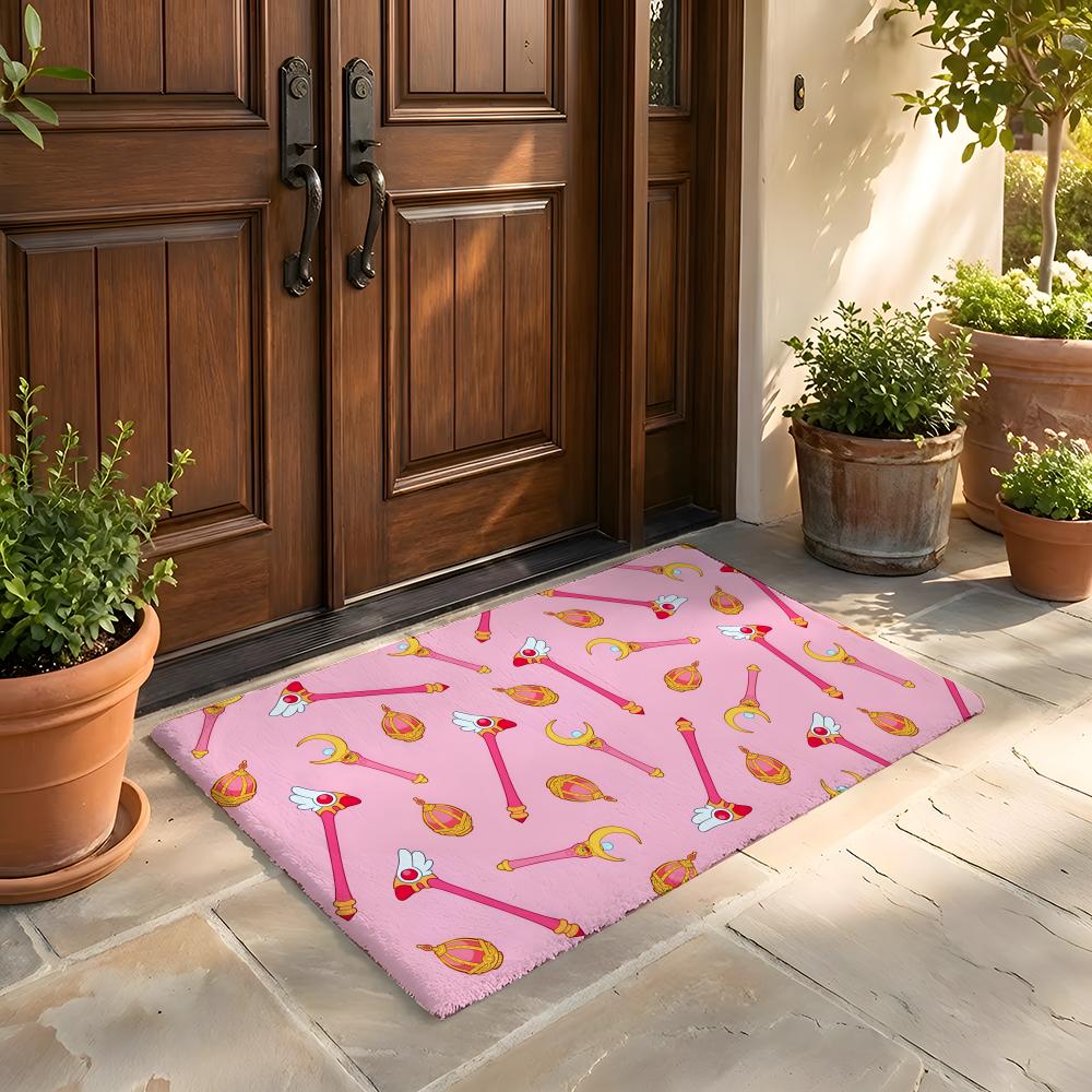 Floor Mat Soft Flannel Rug Non Slip Absorbent Mat for Bathroom Bedroom Home Decor C Cardcaptor S Sakura Cartoon