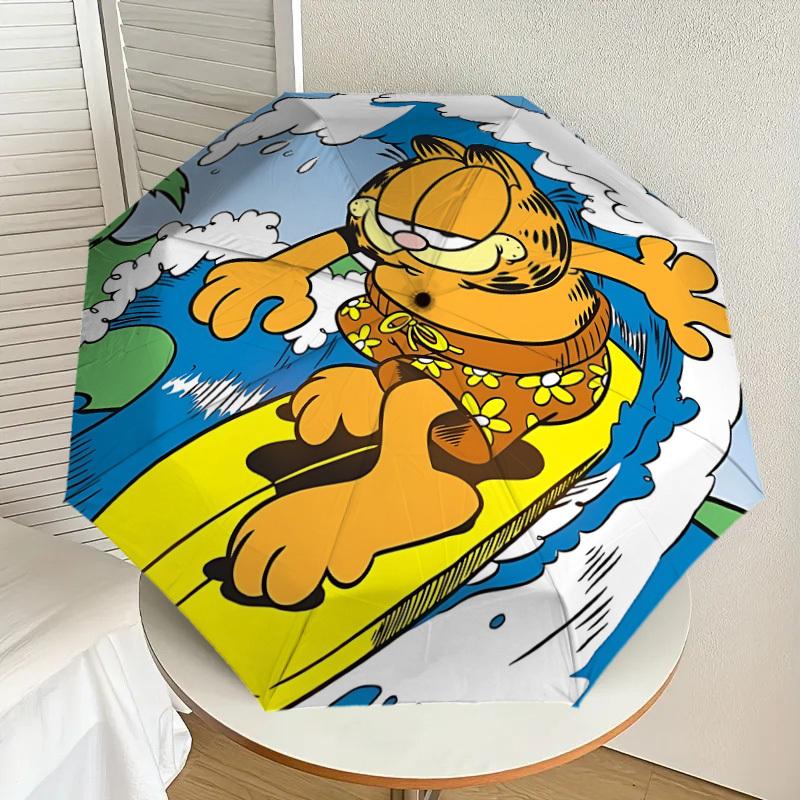 1PC Garfield Surfing Auto Folding Umbrella | Vibrant Motif & Compact Design for Everyone, On-the-Go Essential - Gift-Worthy Style yy250930031