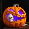Halloween Ghost Pumpkin Lantern Decor Pumpkin Eating Skull Statue Table Centerpieces for Porches Gardens Patios Ornament