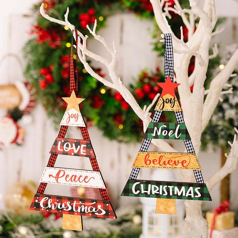 Деревянная табличка Рождественская табличка Настенное украшение Рождественская елка Настенное искусство Красочное украшение стены Украшение для рождественской елки