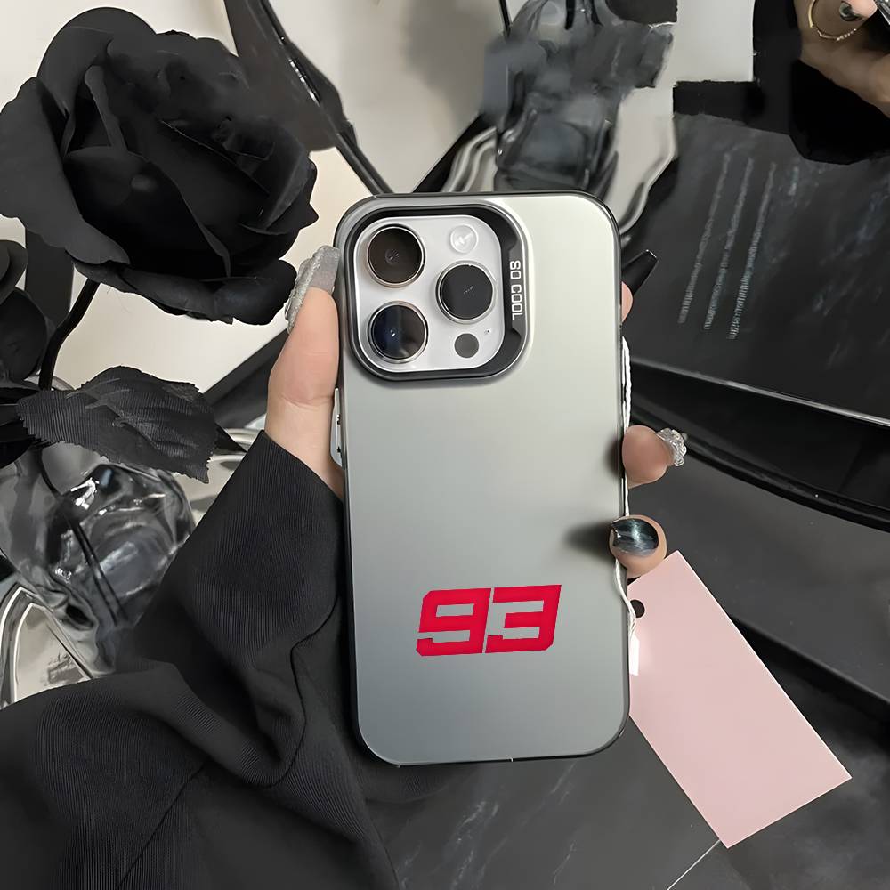 Крутой чехол для телефона с номером 93 для iPhone 17 16 15 14 13 12 11 Pro Max Air разноцветный Матовый Лазерный Металлик Аврора Funda