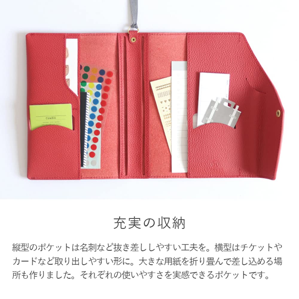 Действительно полезный чехол для блокнота Vibrant B6, сделанный в Японии, натуральная кожа, антибактериальный держатель для ручек, кожаный деловой оранжевый Fukuro [HUKURO] (Тип буклета)