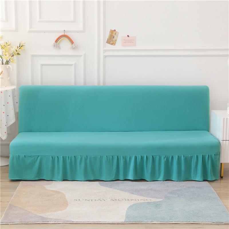 Solid Color Elastic Folding Sofa Bed Cover With Skirt Without Armrest Sofa Cover Seat Furniture Couch Cover for Living Room