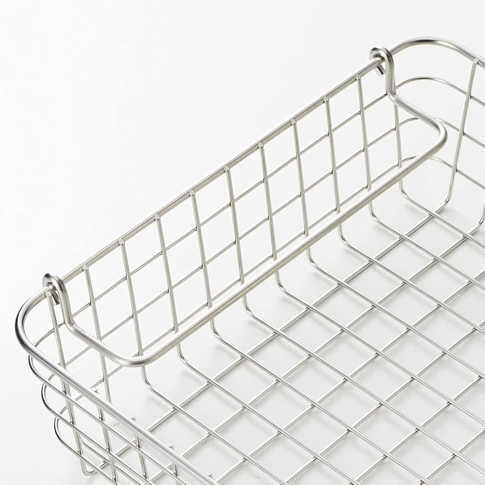 MUJI Stainless Steel Wire Basket 2, Approx. W37 x D26 x H8cm, 44831748, Gray