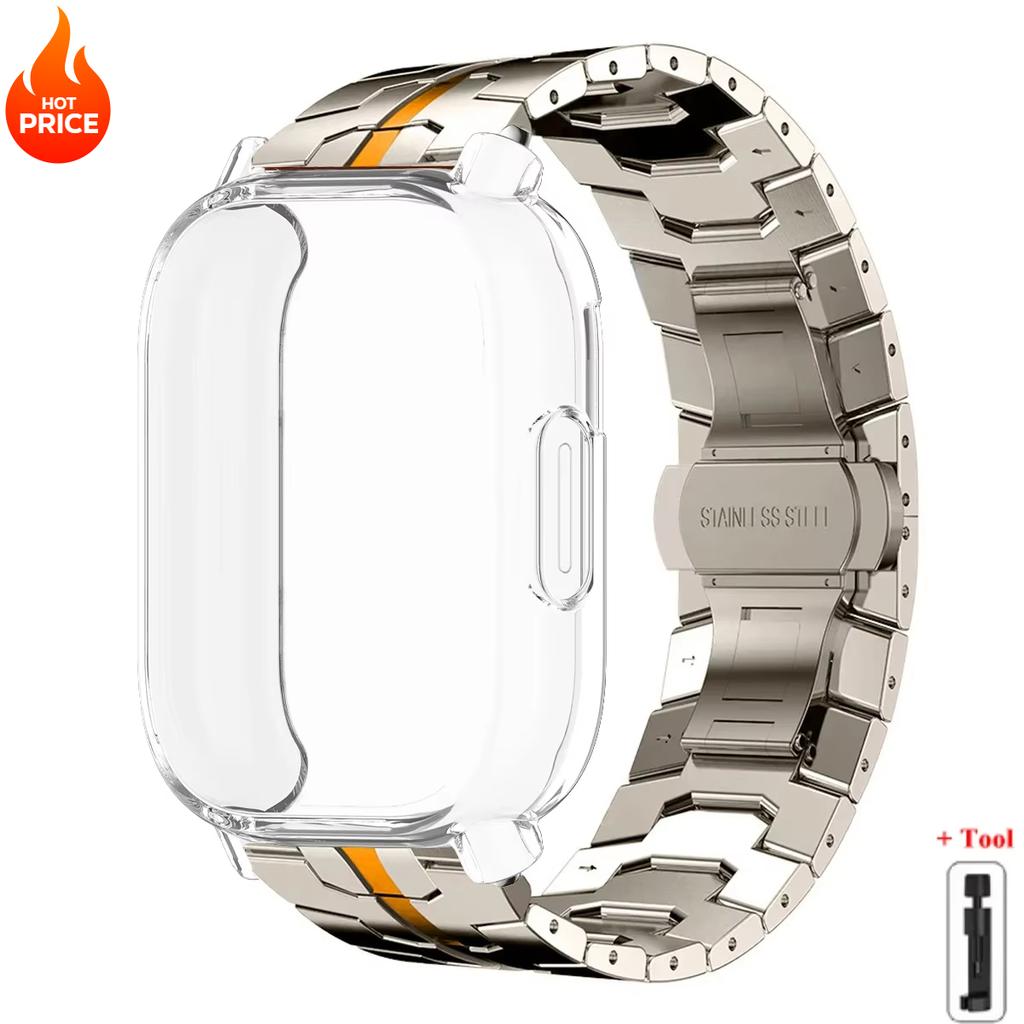 Чехол+Ремешок Для Redmi Watch 5 Active Мягкий ТПУ Чехол Для Xiaomi Redmi Watch 5 Lite Роскошный Металлический Ремешок Для Часов Браслет из Нержавеющей Стали