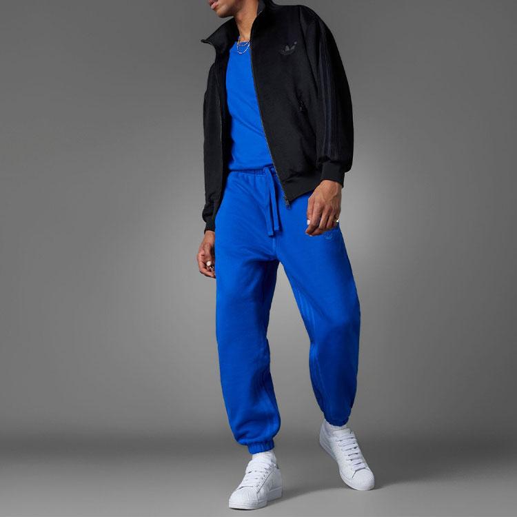 Adidas Оригинальные трилистники, синяя версия, однотонные полосатые брюки с логотипом и шнурком, повседневные мужские брюки для бега, мужские штаны HM6491