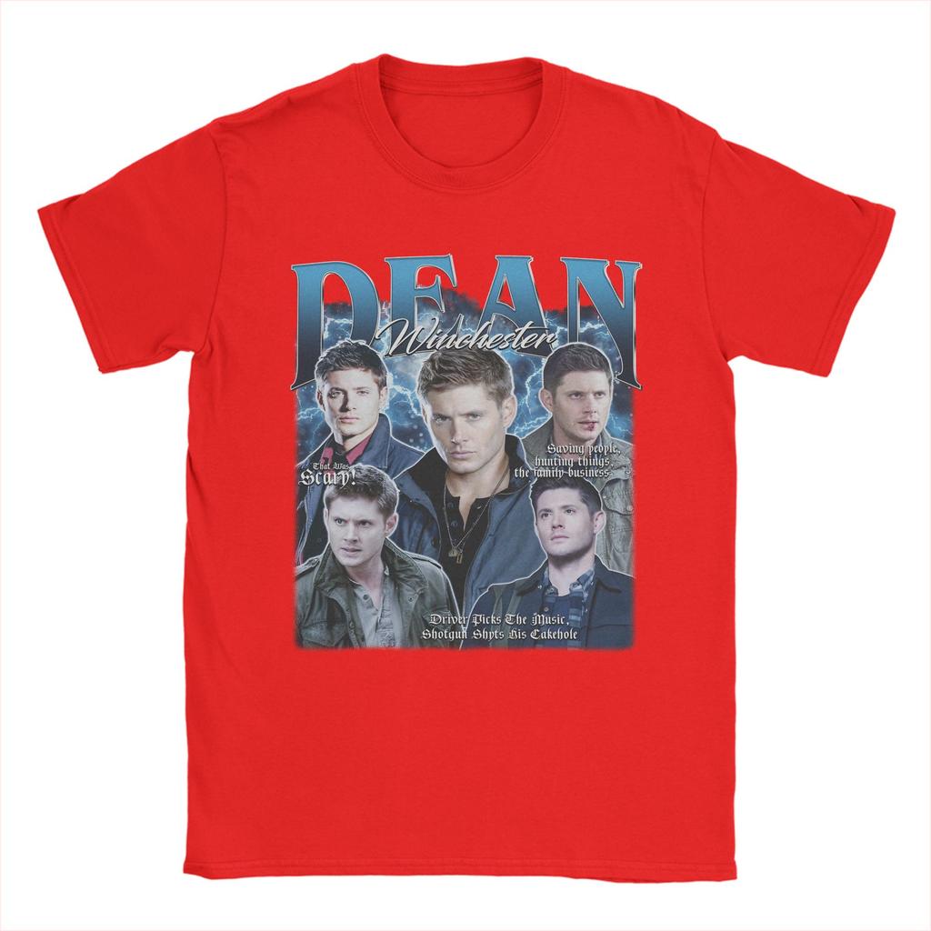 Мужские футболки Dean Winchester Supernatural Хлопковая одежда Повседневные футболки с коротким рукавом и круглым вырезом Идея для подарка Футболка