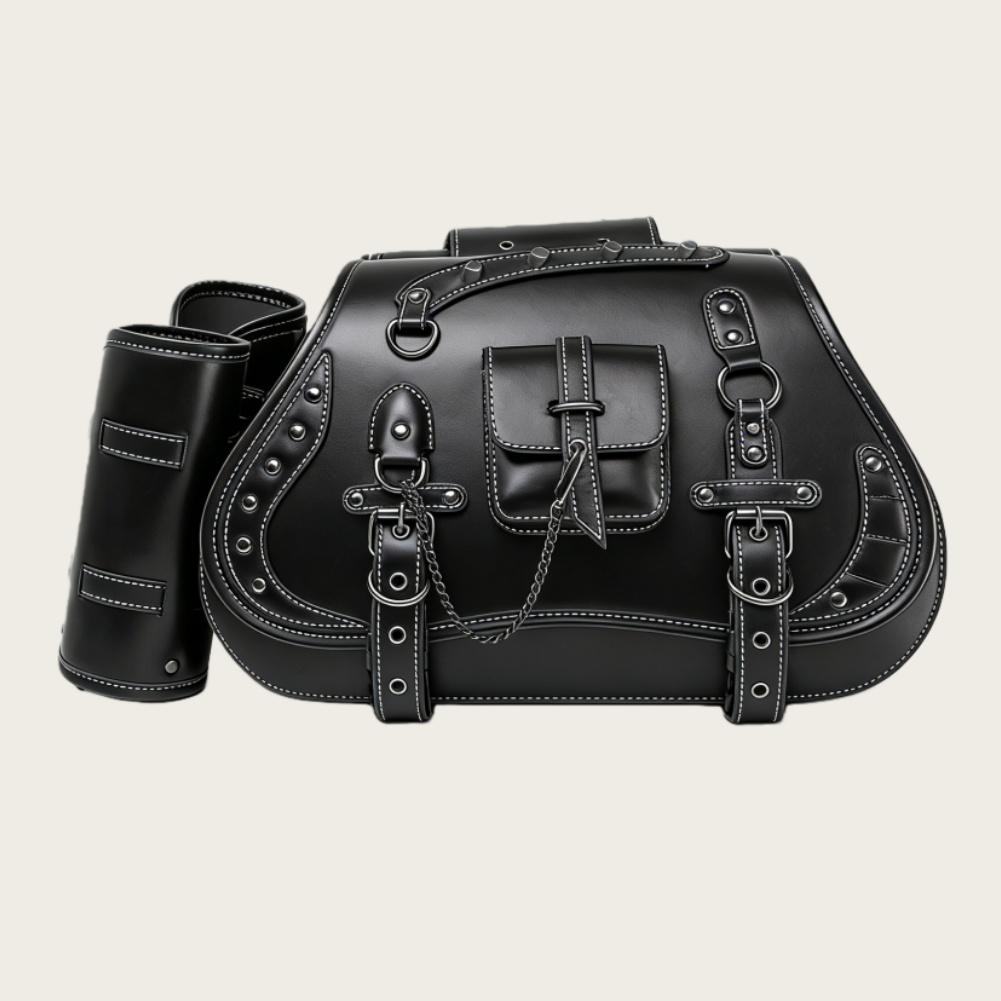 2Pcs Universal Motorcycle Retro Tool Bag PU Leather Saddlebag Motorcycle Saddlebag Side Bag Punk Style Moto Bag Multifunctional