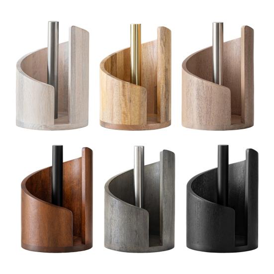 Держатель для бумажных полотенец для столешницы, диспенсер для бумажных полотенец с деревянным основанием, металлический держатель, спиральный дизайн, держатель для рулона бумажных полотенец в деревенском стиле