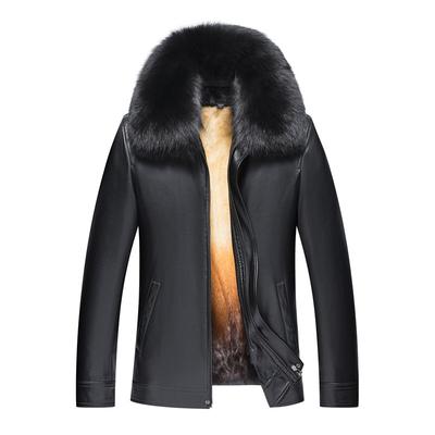 Короткая бархатная мужская куртка больших размеров из никелевой овчины для мужчин среднего и пожилого возраста, подкладка из золотой норки, воротник из лисьего меха
