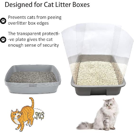 3PCS Cat Litter Box Pee Shields,Transparent Easy Clean Splash Guard for Open Top Litter Pan 14.5×11.5in- Litter Box Not Included(3PC)
