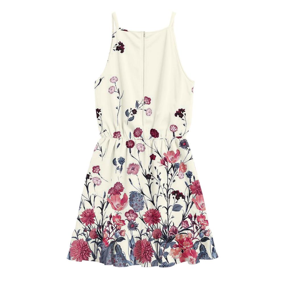 Детское летнее повседневное модное платье с круглым вырезом, однотонное, без рукавов