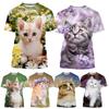 New Fashion 3D Cat Print T-Shirt Men Women Summer Casual Short Sleeve Animal Print Round Neck Shirt Top
