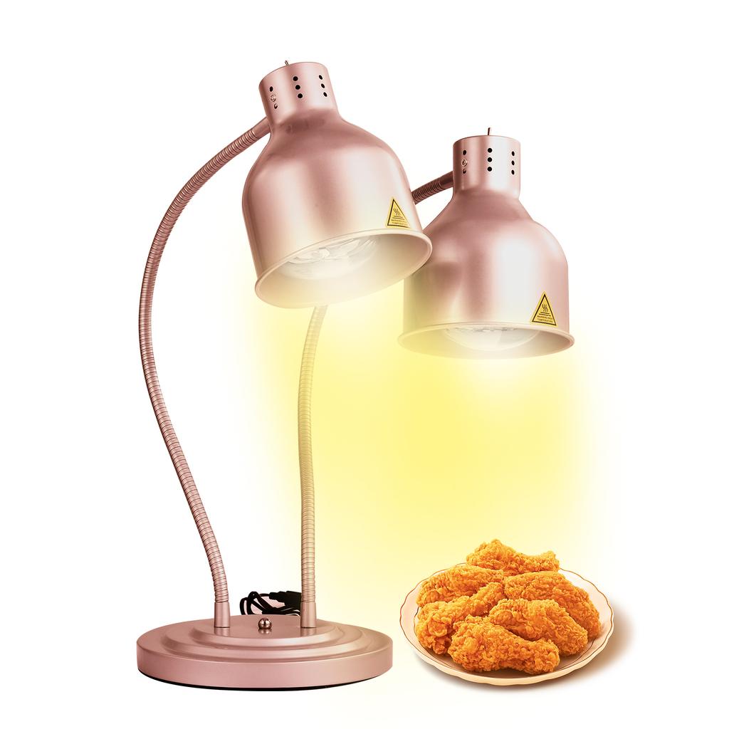 Food Heat Lamp Portable 2-Head Food Warmer Light Freestanding Commercial Electric Catering Food Warmers for Kitchen Restaurant