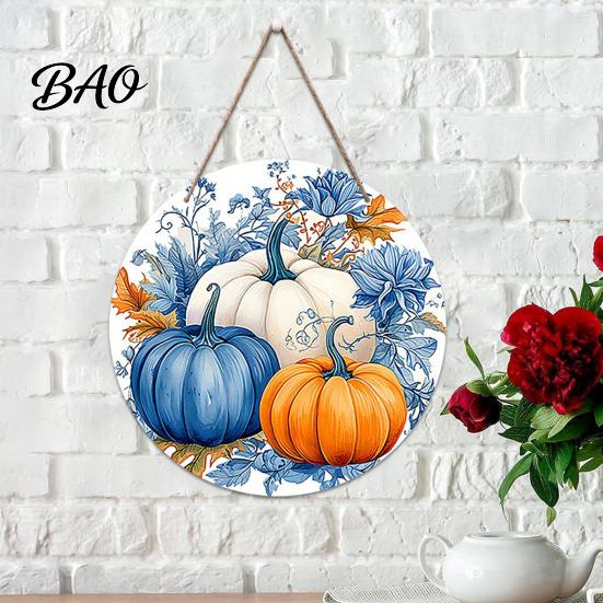 Indoor And Outdoor Autumn Accents Harvest Festival Welcome Sign for Front Door, Rustic Wooden Hanging Pumpkin Door Hanger with Hemp Rope, Plaque Fall