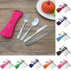 Portable Lunch Tableware Cutlery Set Stainless Steel Spoon Fork Cutter Chopsticks Travel Outdoor