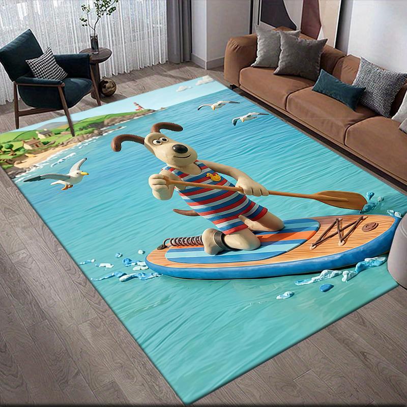 Wallace and Gromit Flannel Pattern Square Carpet,Area Rug,Carpet Rug for Living Room Bedroom Sofa Playroom Decor,Non-slip Floor Mat