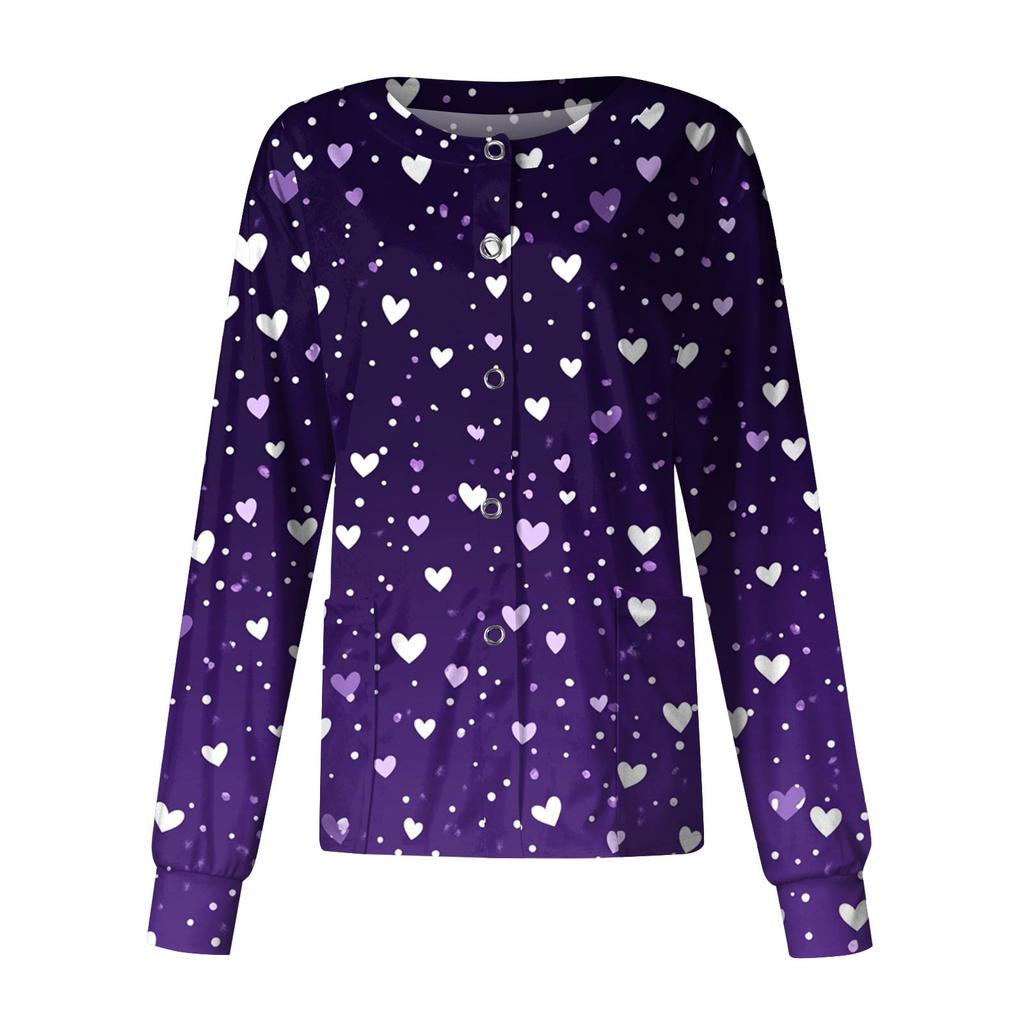 Женская повседневная модная куртка с длинным рукавом, воротником-стойкой, на одной пуговице, с принтом ко Дню святого Валентина, рабочая куртка, топы