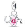 FitNew 925 оригинальный браслет Diy розовые наушники Единорог медоносная пчела серебряные подвески светящаяся звезда светлячок счастливый клевер подвески