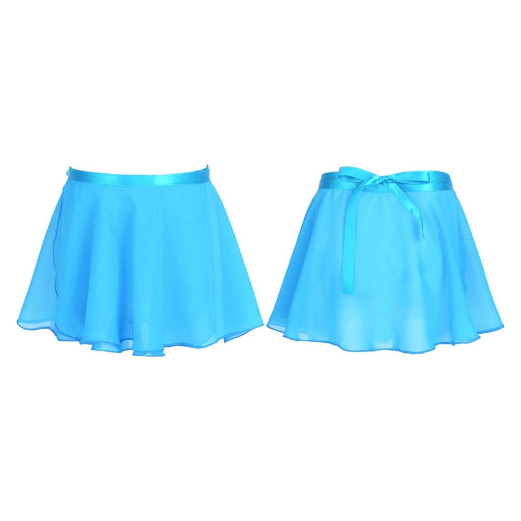Girls Ballet Dance Basic Classic Chiffon Mini Wrap Over Skirt with Tie Waist Dancewear Costume