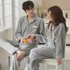 Cute Couple Pajamas: Women's Spring & Autumn Waffle Long Sleeves and Men's Casual Large Size Homewear