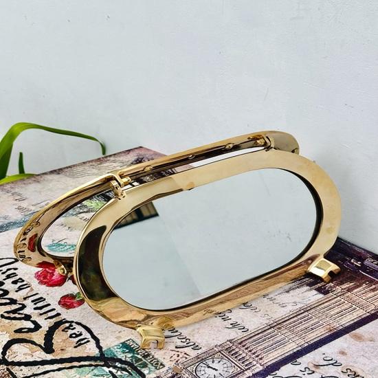 Латунный овальный иллюминатор Латунное корабельное зеркало, Морское окно Настенное зеркало, Морское зеркало для ванной комнаты Домашний декор, Подарок