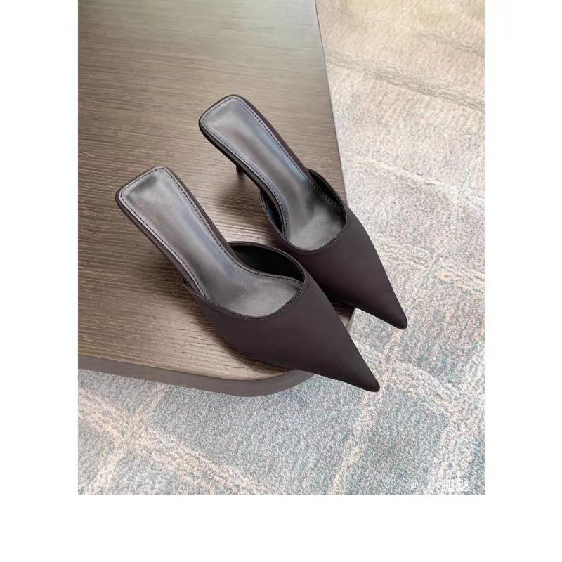 Весенние женские шлепанцы с острым носком, модные женские элегантные модельные сандалии ярких цветов, шлепанцы на квадратном низком каблуке