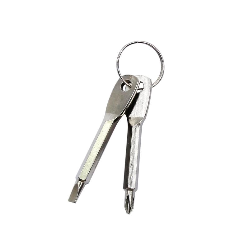 1set Portable Phillips Slotted Screwdriver Key Ring Multi Mini Pocket Repair Tool Gadget