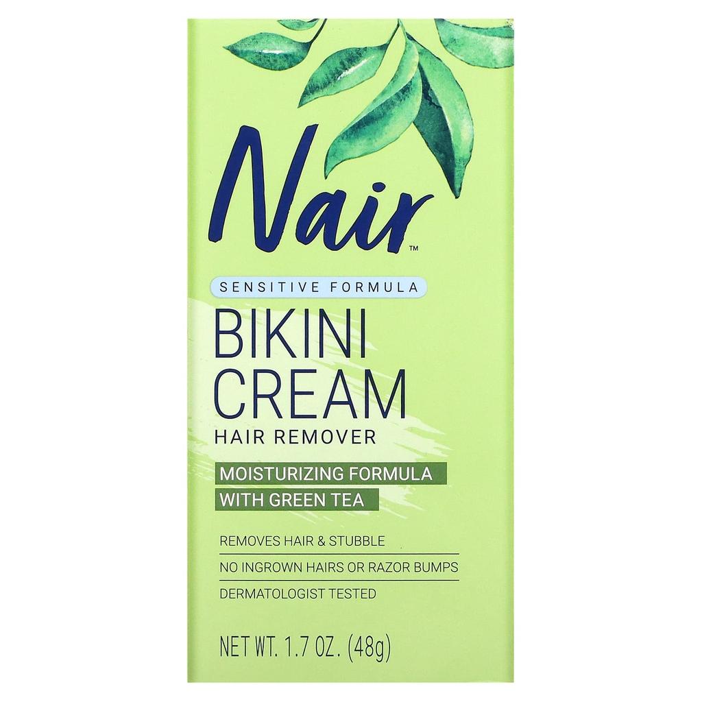 NAIR Hair Remover, Bikini Cream, Sensitive Formula, with Green Tea, 1.7 Oz (48 G)