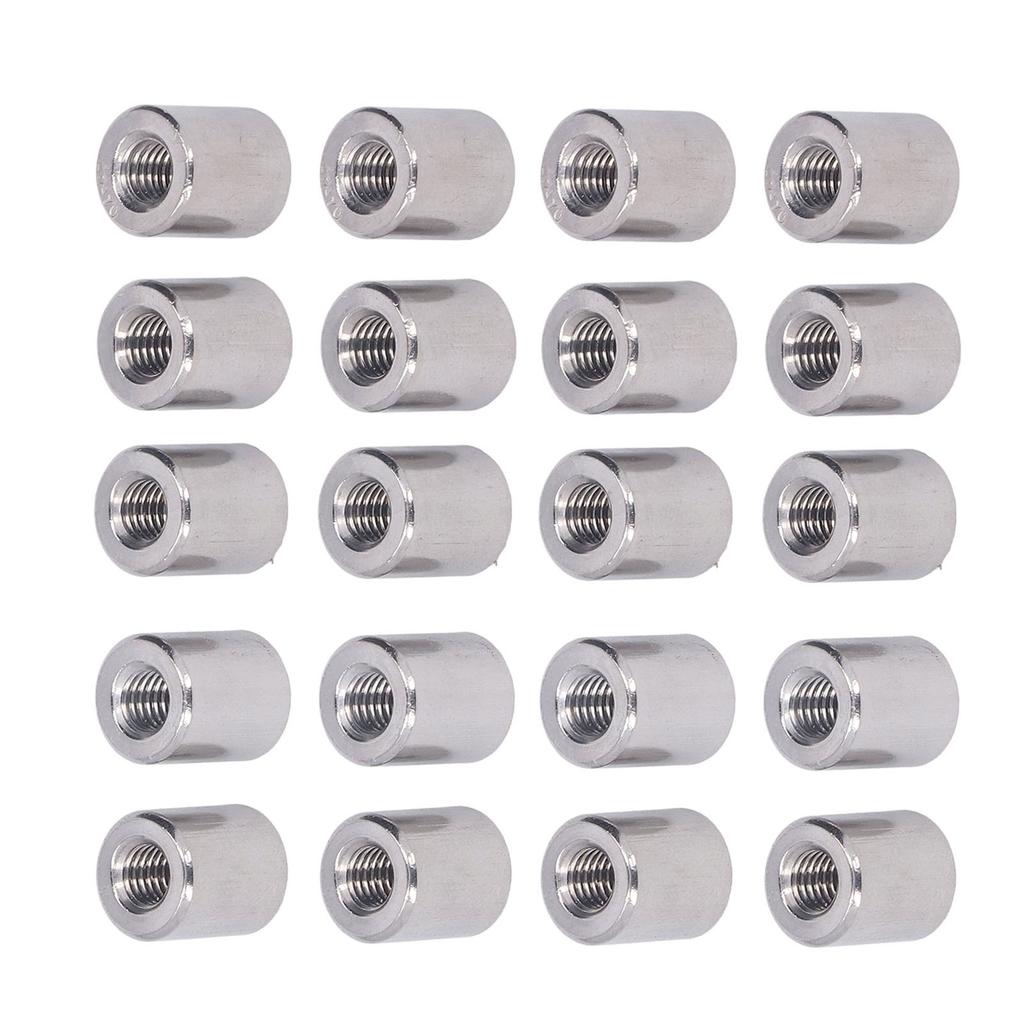 20 шт. Цилиндрические соединительные гайки из нержавеющей стали 304, внутренняя резьба M6, круглые соединительные гайки