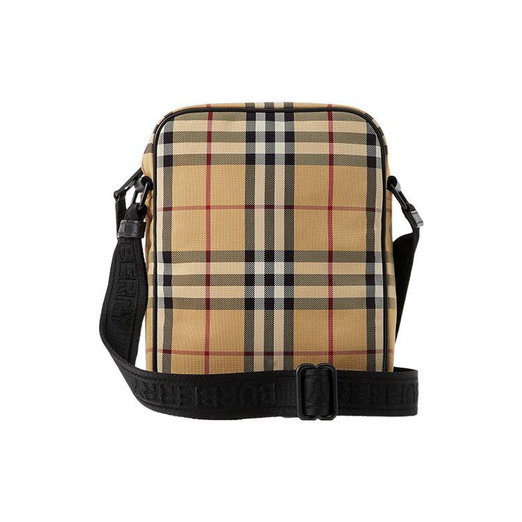 Burberry Adjustable Crossbody Zipper Plaid Nylon And Calfskin Decorated Shoulder Bag Men Shoulder Bag Classic-Beige 80732731