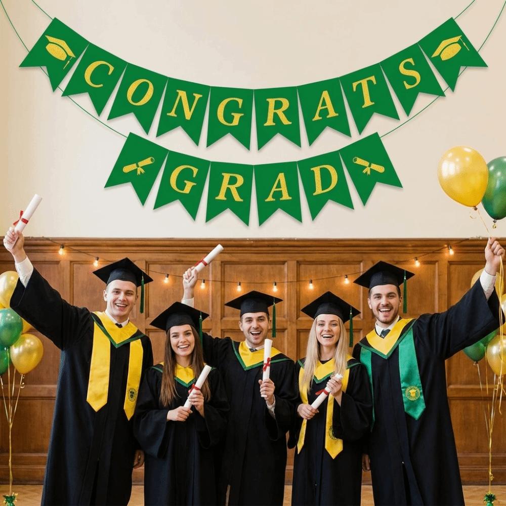 Celebration Graduation Party Banner Reusable Paper Pull Flag Graduation Banner Garland Wall Decor