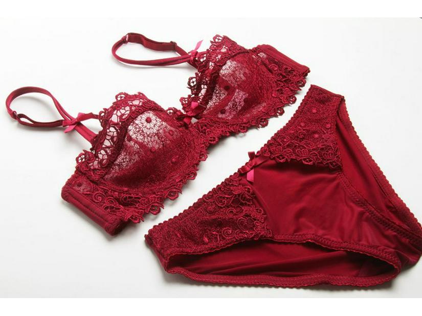Европейский и американский ультратонкий прозрачный кружевной комплект бюстгальтера полукубок - Сексуальный и поддерживающий дизайн