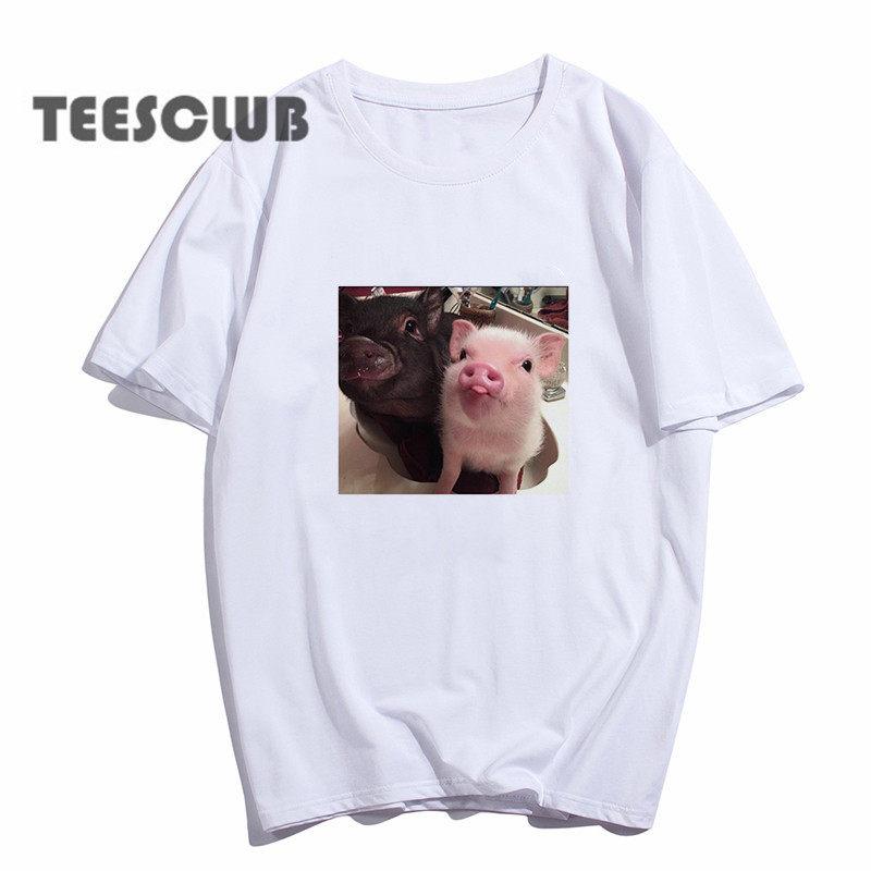 Cute Little Fragrant Pig Unisex T Shirt Summer Personalized Pig Print Childrens and Adult Fashionable Casual Style Tshirt