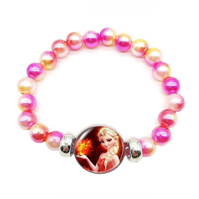 Браслет детский раздвижной с радужными бусинами «Холодное сердце» Эльза