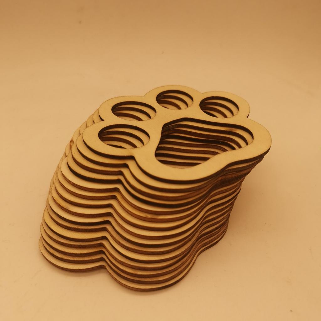 30 PCS Wooden Hollow Dog Bone Wooden Paw Print Crafts DIY Gift Party Decoration Label Painting Handmade