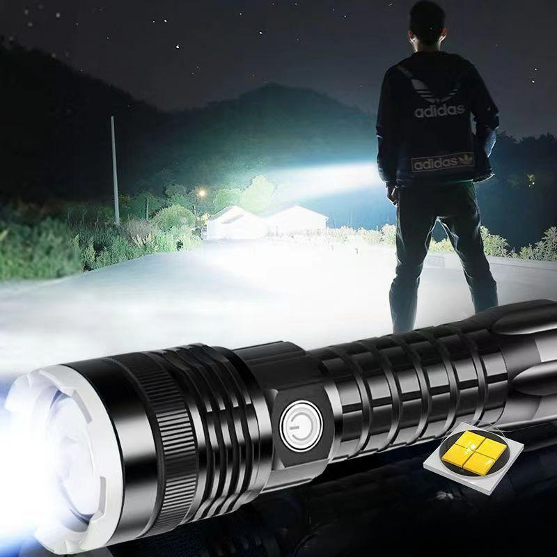 Rechargeable Led Super Bright Long-range Multi-function Outdoor Exploration P90 Strong Light Flashlight