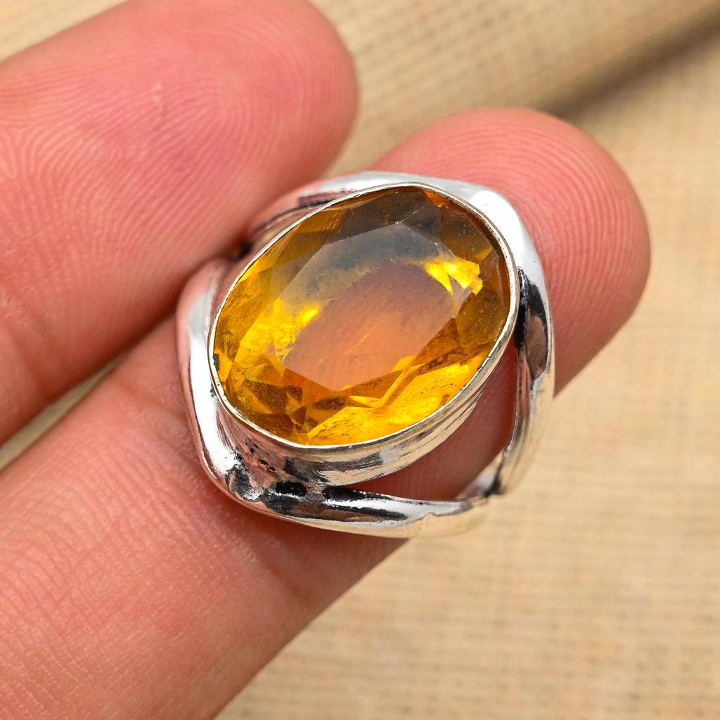 Ювелирные изделия ручной работы из стерлингового серебра 925 пробы с цитрином, великолепное кольцо для нее