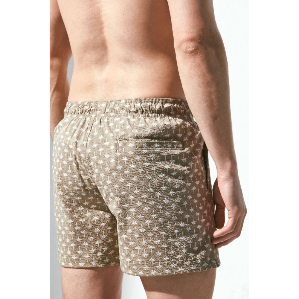 Шорты для плавания HM Seersucker бежевые, цвет пальмы