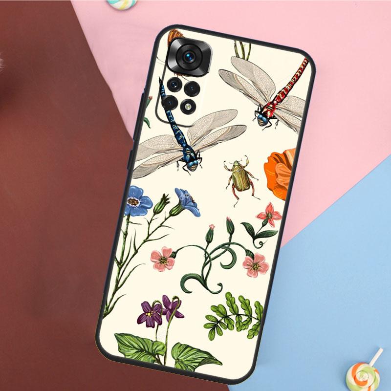 Цветочный Радужный Чехол с Стрекозой Для Xiaomi Redmi Note 13 Pro 14 12 11 9 10 9S 10S 11S 12S Redmi 10C 12C 13C 14C