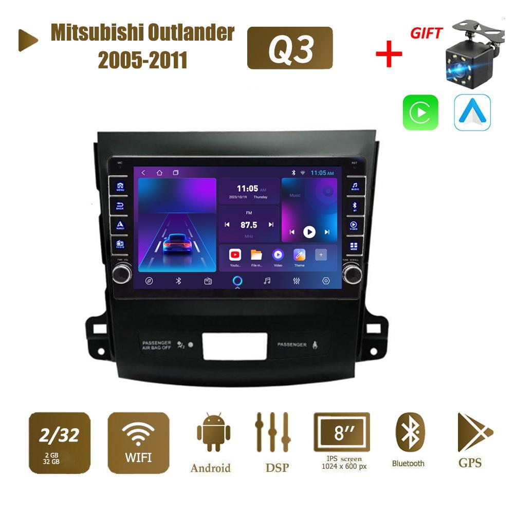 icreative Мультимедийный видеоплеер на базе Android для Mitsubishi Outlander 2005-2011 с кнопочной ручкой Carplay WiFi BT 2 Din 2 + 32 ГБ