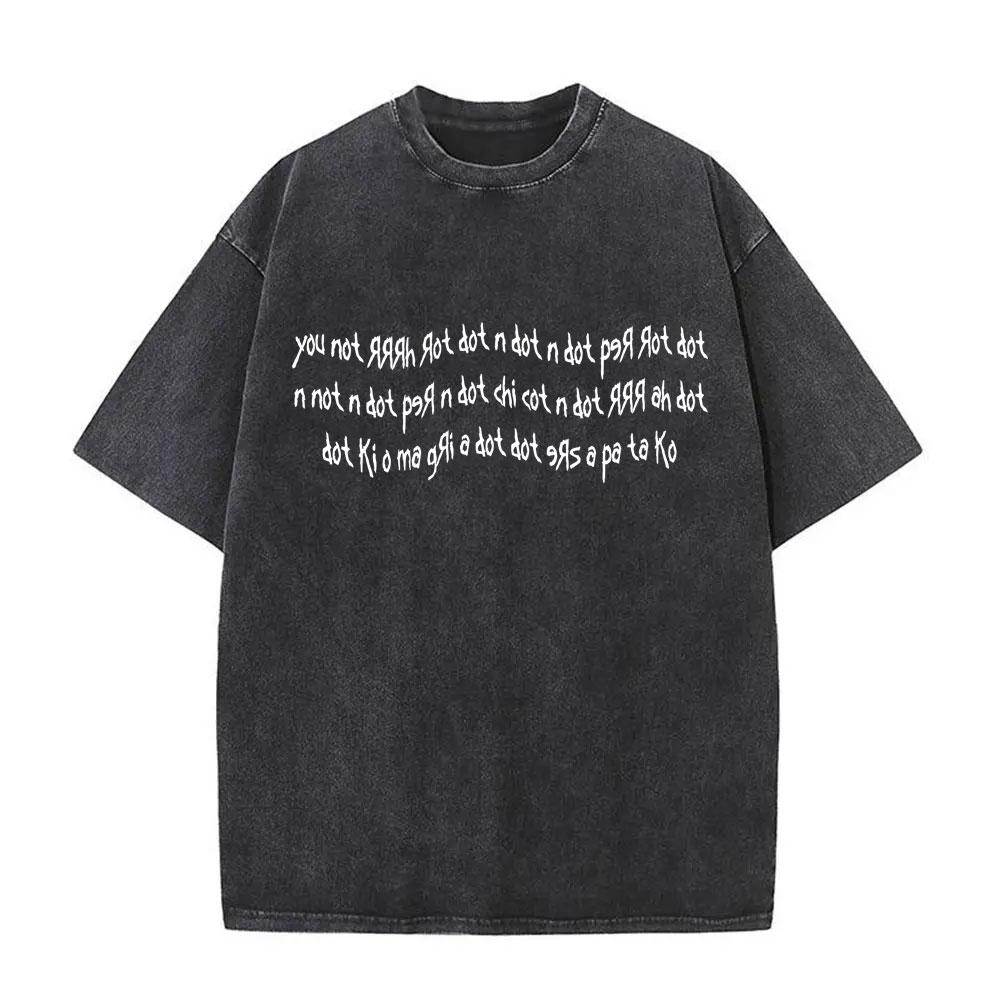 Washed Vintage Rock Band Korn Graphic Print T-shirt Male Metal Music Oversized T-shirts Men Women Kawaii Cute Pink T Shirt