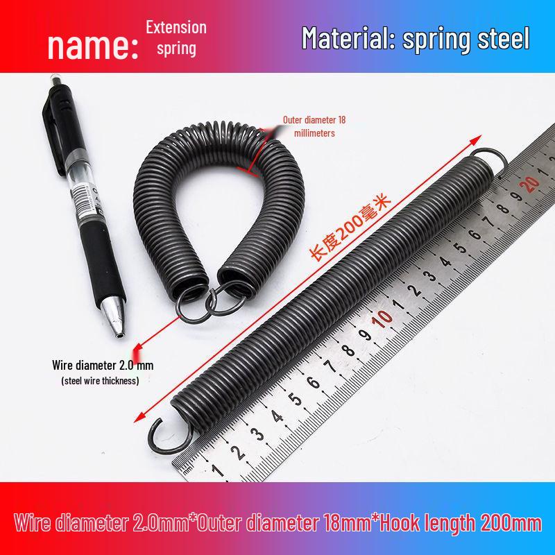 Желтая пружина растяжения из пружинной стали с крюком для удлинителя электрического вилочного погрузчика, наружный диаметр 12-22 мм, проволока 2,0 мм, высокая сила растяжения