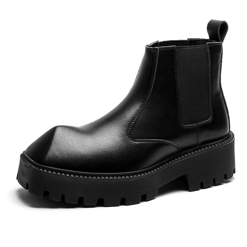 Модные новые ботинки на толстой подошве для мужчин Tide Ins Короткие ботинки Chelsea Мотоциклетные ботинки Ботинки Tooling Boots Высокие ботинки Slip On из натуральной кожи для мужчин