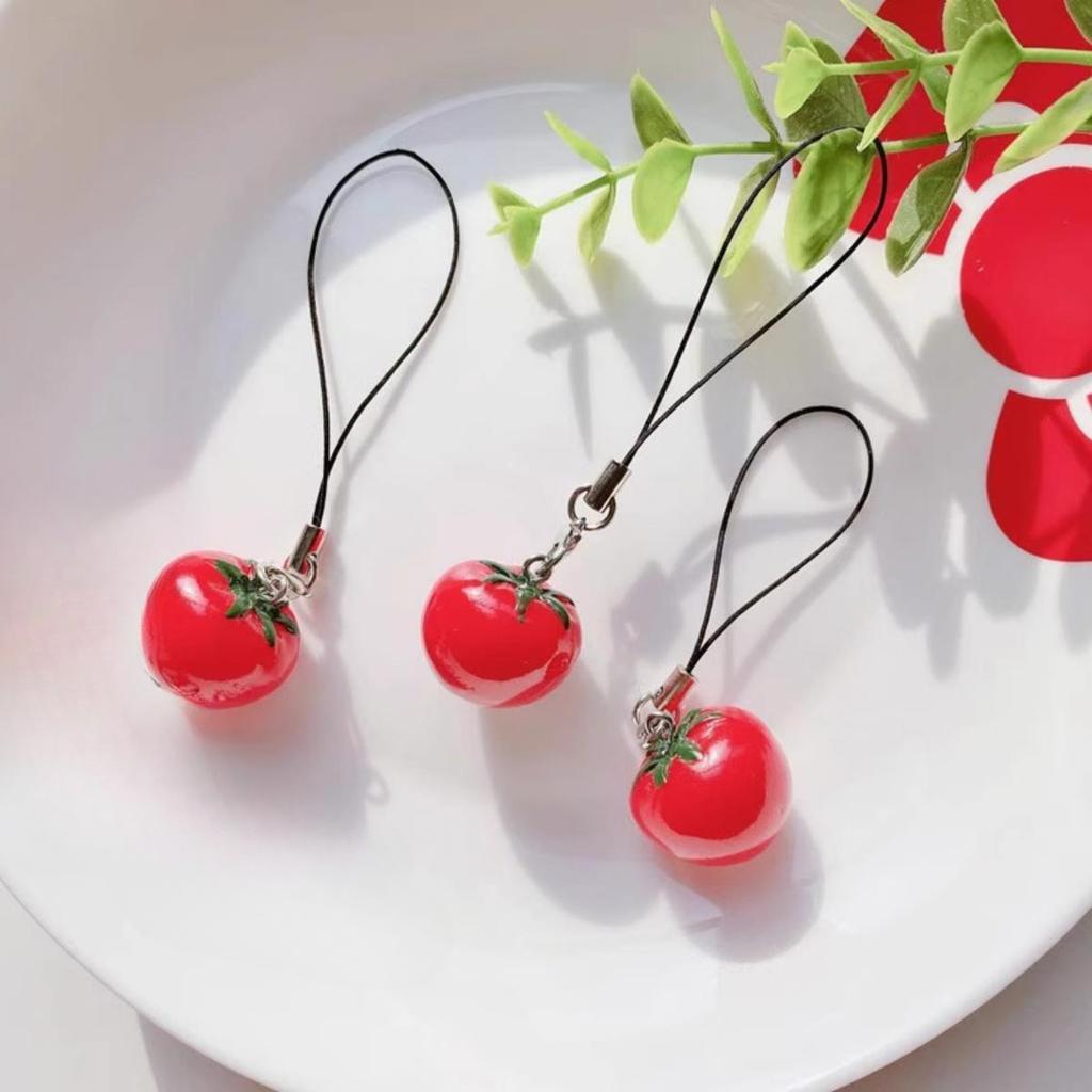 Acrylic Tomato Keychain Adorable Strawberry Bag Keyring Fruit Pendant Keychain, Bag, Mobile Phone Accessory, Birthday Gift